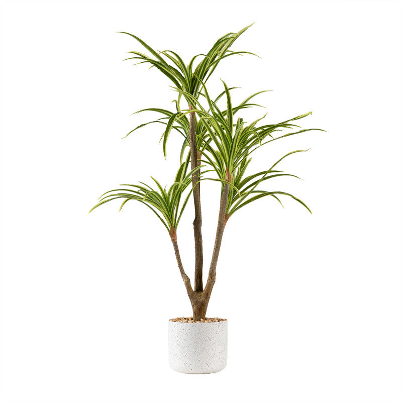 90cm Real Touch Yucca in White Speckled Plastic Pot
